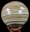 Polished, Banded Aragonite Sphere - Morocco #57001-1